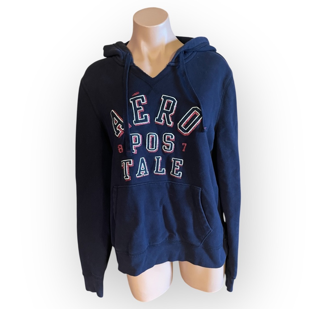 Aeropostale 87 Y2K Women’s XXL Navy Blue Pullover Hoodie Runs Small